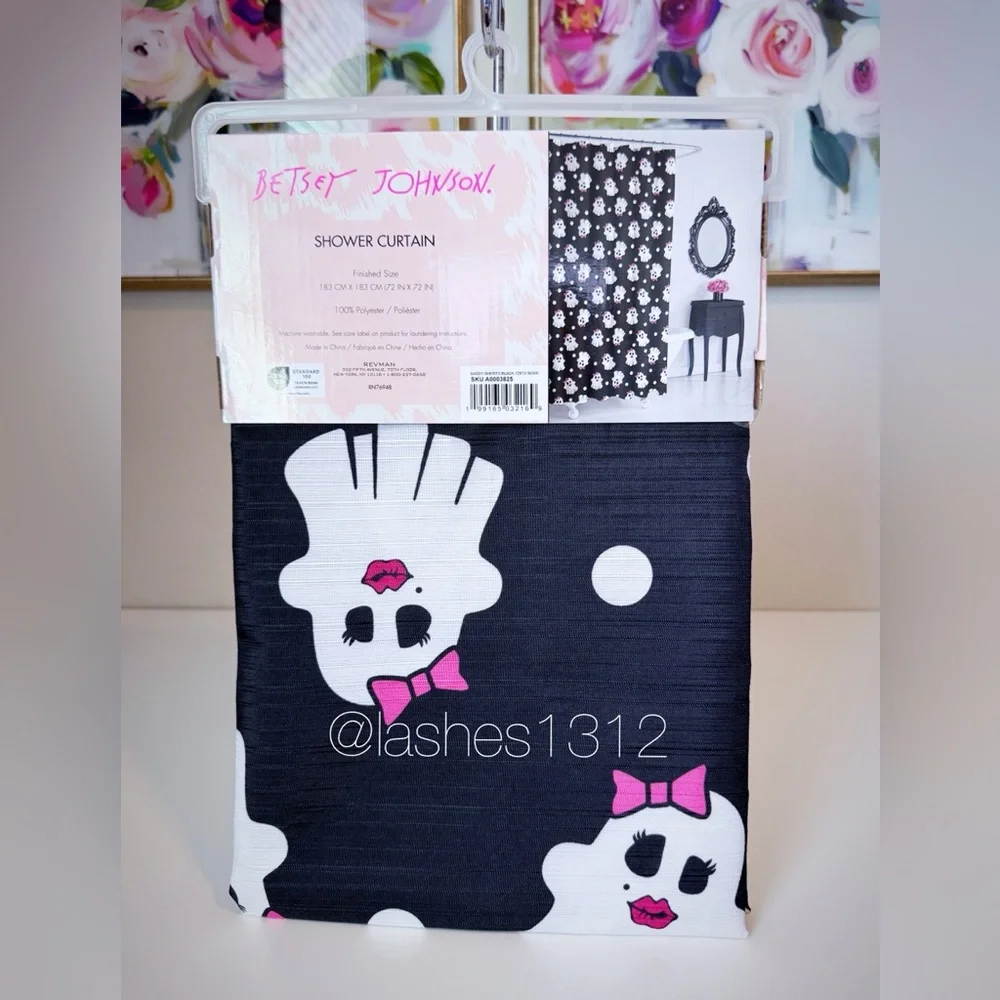 Betsey Johnson Black and White Ghost Shower Curtain
